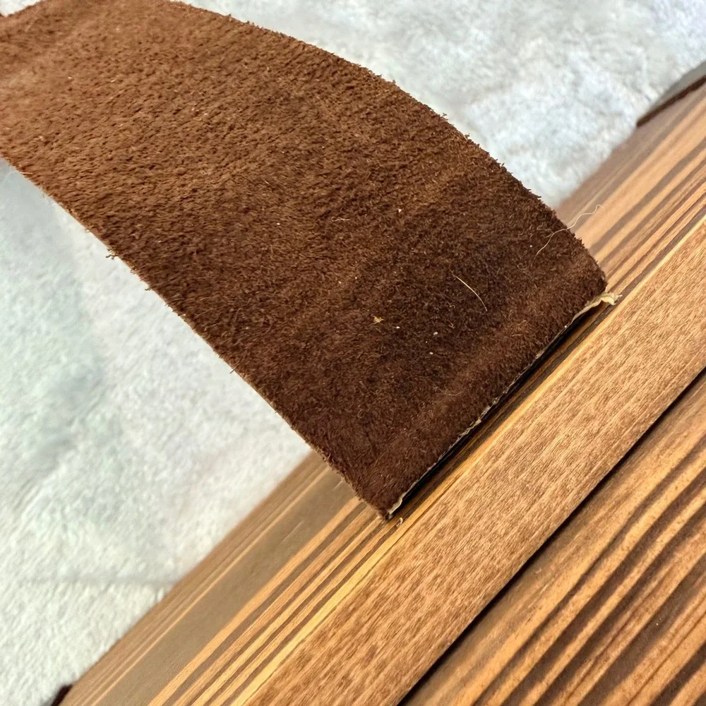 Handmade Wooden Valet Box with Leather Strap and Integrated Rolling Tray Lid